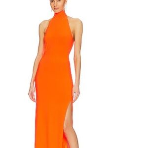 Norma Kamali Vibrant Orange Maxi Dress NEW